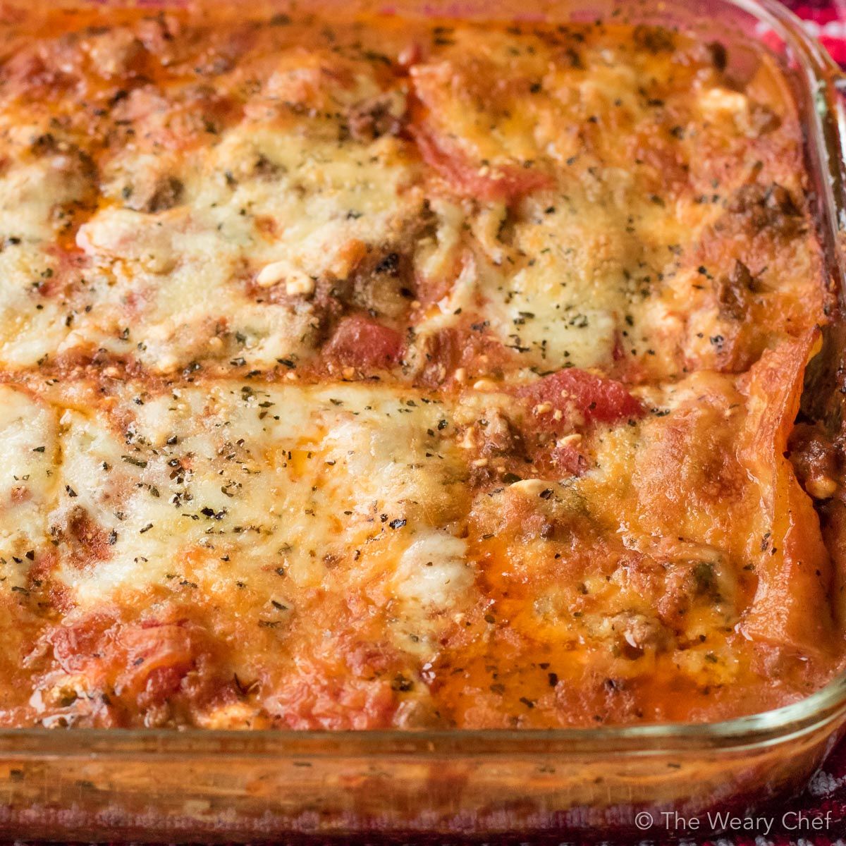 You can get this lazy lasagna in the oven in about 20 minutes! This hearty recipe is perfect for family dinners, potlucks, or a make ahead meal.