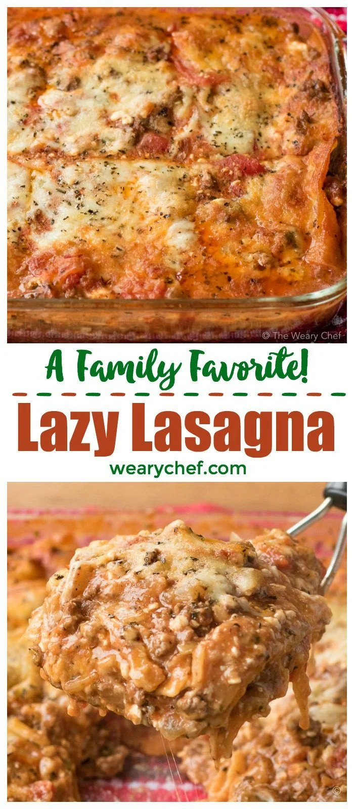 You can get this lazy lasagna in the oven in about 20 minutes! This hearty recipe is for family dinners, potlucks, or a make ahead meal.