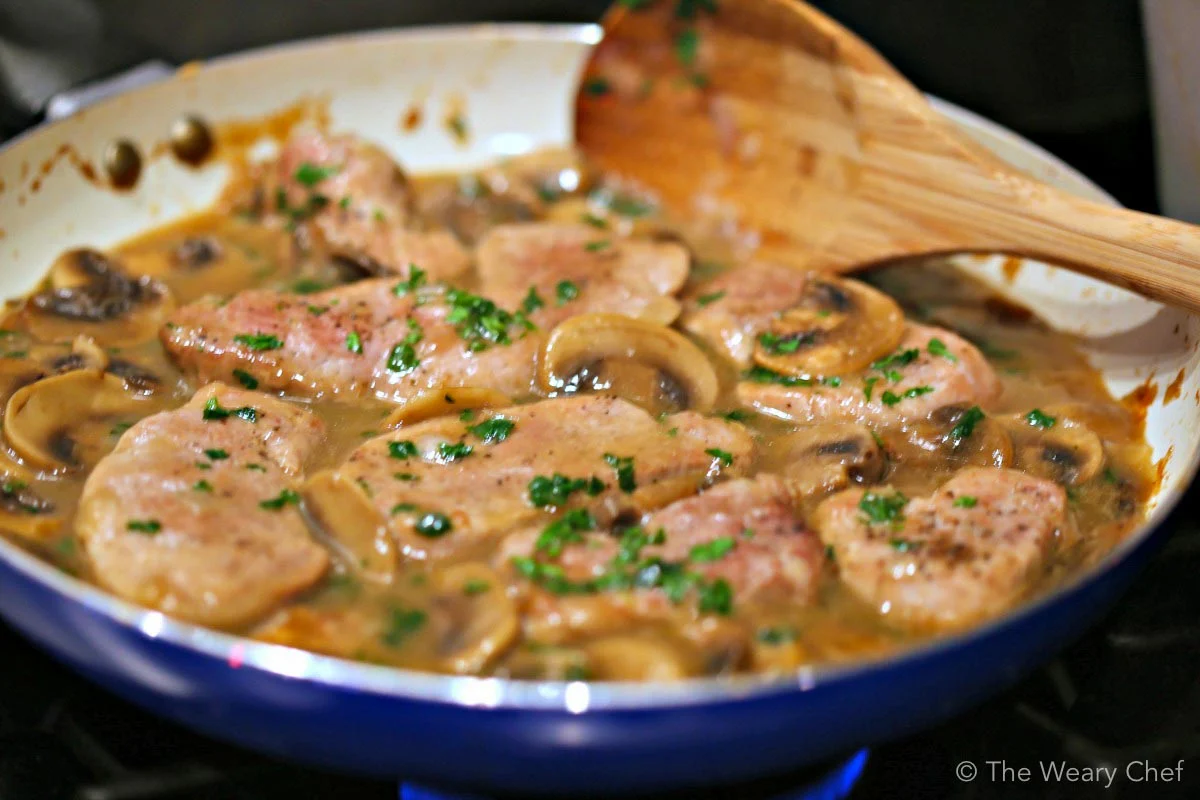 Easy Pork Marsala is quick to prepare with sliced pork tenderloin, mushrooms, cooking wine, and a few other common ingredients. It's an easy dinner recipe that is perfect for busy weeknights or fancy enough for guests!