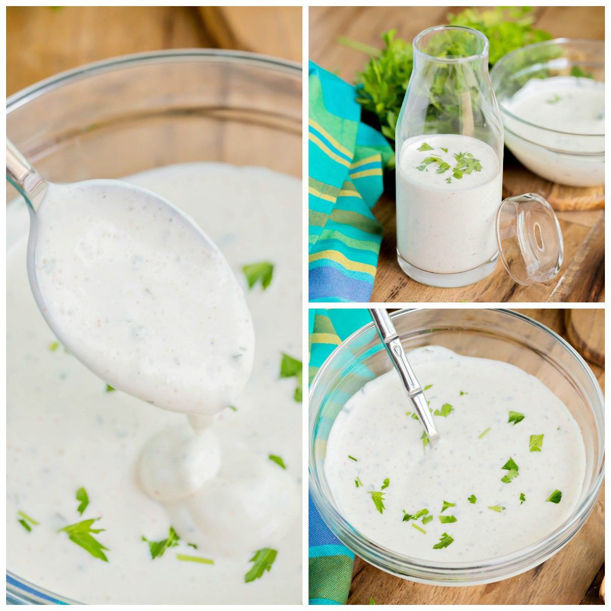 This restaurant-style homemade buttermilk ranch dressing is thick, rich, and creamy. Perfect for dipping or salads!