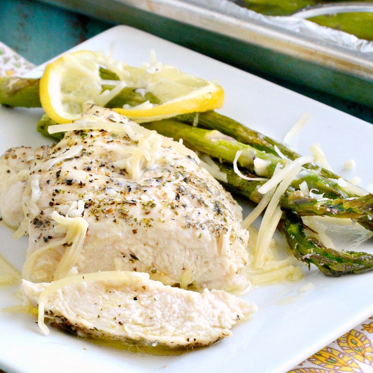 This light and fresh tasting Lemon Butter Chicken Sheet Pan Meal is just right for dinner any time! Quick prep and bake time means you can get it on the table in a hurry!