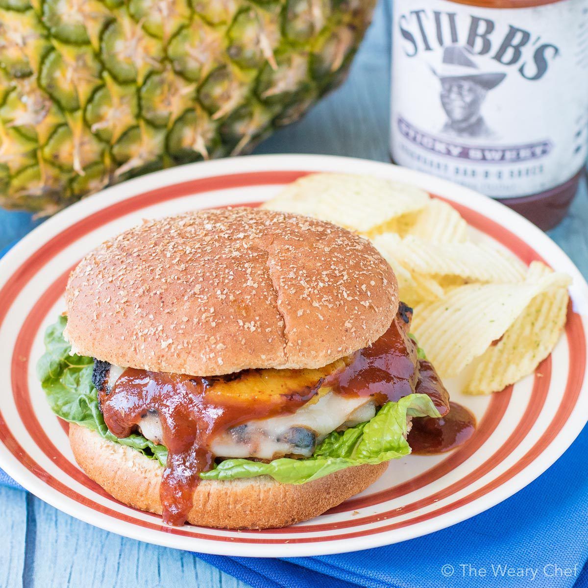 Hawaiian Chicken BBQ Burger The Weary Chef