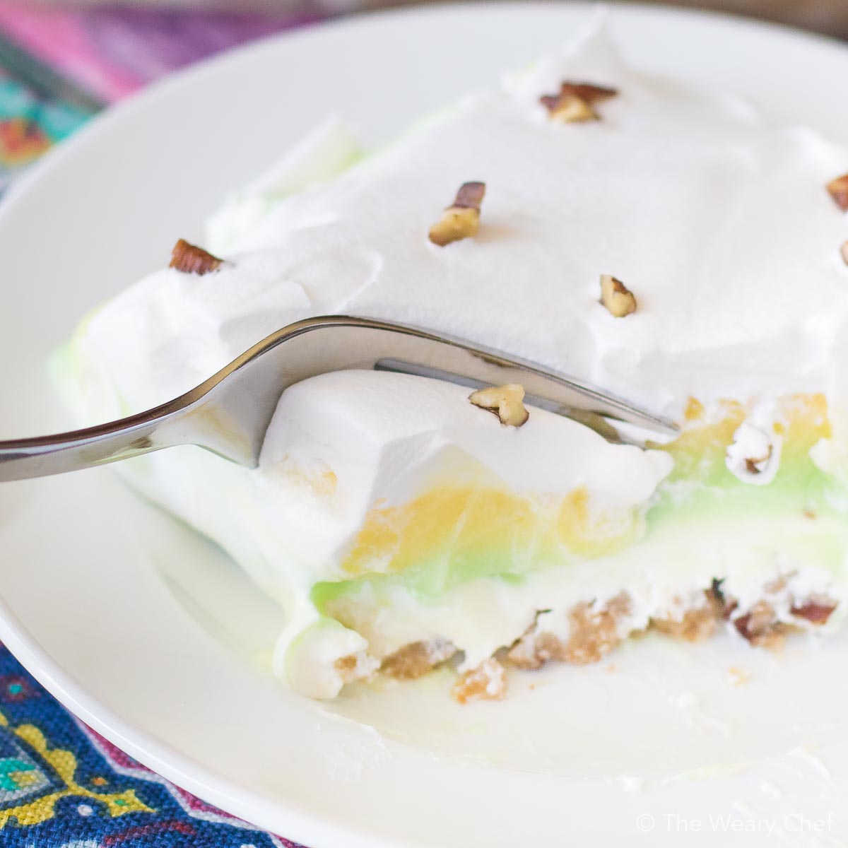 This layered pistachio pudding dessert has also been called Mennonite Pudding. It is always a party favorite recipe!