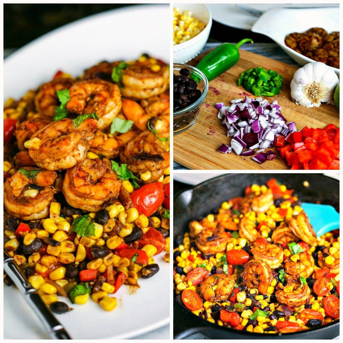 Southwest Shrimp Succotash made with fresh corn and black beans is a fresh, healthy, and easy dinner you can make in one skillet!