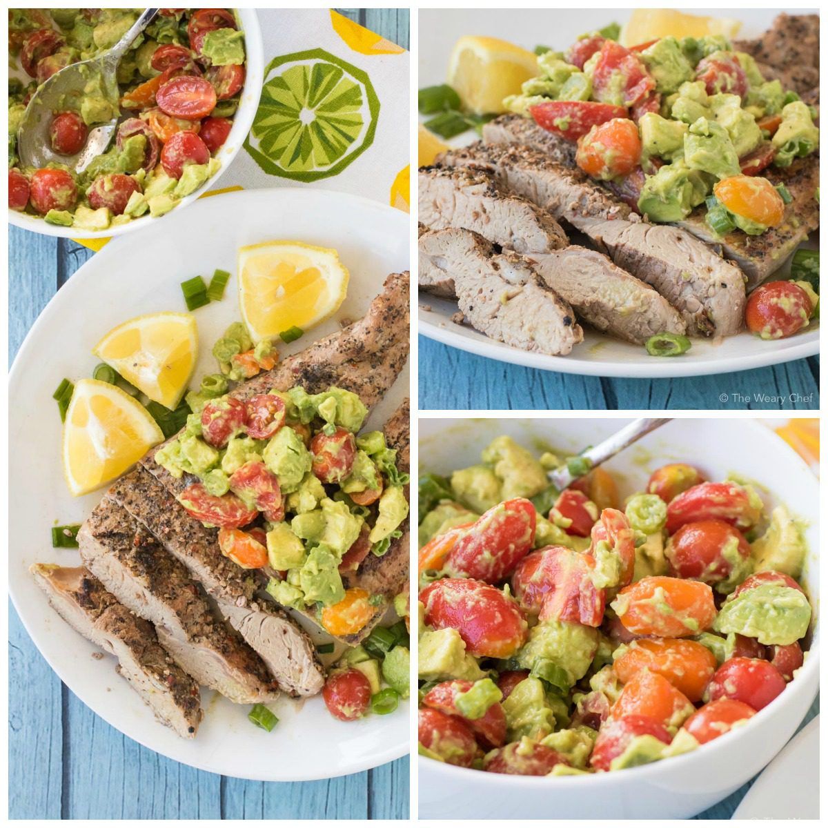 This butterflied pork tenderloin is grilled to perfection and then topped with a quick and easy lemon avocado salsa. This dinner is ready in under 30 minutes and is full of flavor!