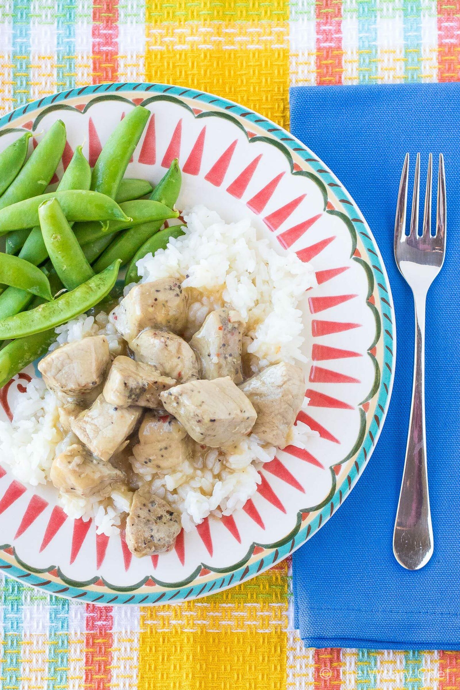 Four-ingredient Pork Tips with Gravy might be my favorite pork recipe ever, and that's saying a lot! This meal is so simple and delicious that you'll want to put it on your menu every week. #pork #gravy #easydinner