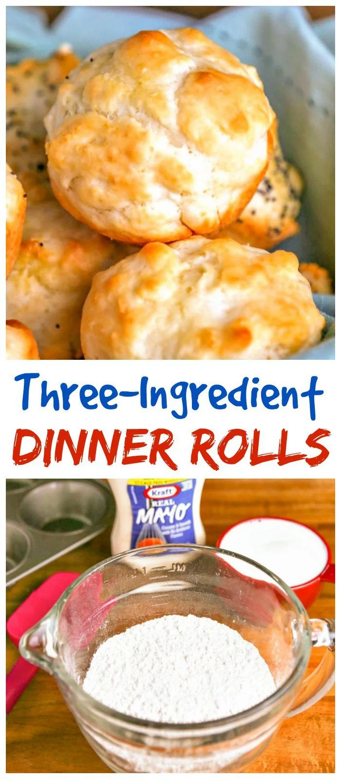 These quick and easy dinner rolls with mayonnaise need no yeast or rise time! #rolls #baking #bread