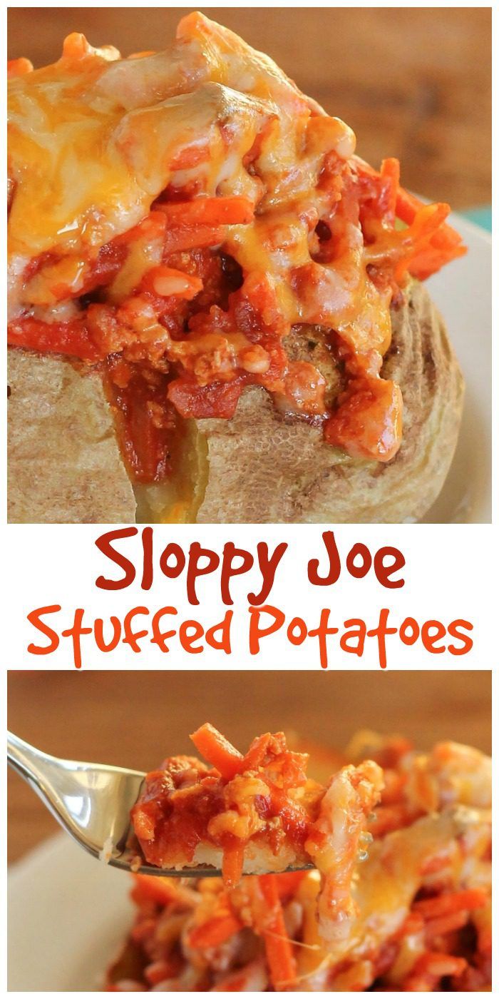 Whip up a quick and easy Sloppy Joe Potato for dinner, and enjoy your favorite sandwich as a neat and tidy meal! #sloppyjoes #bakedpotatoes #kidfood