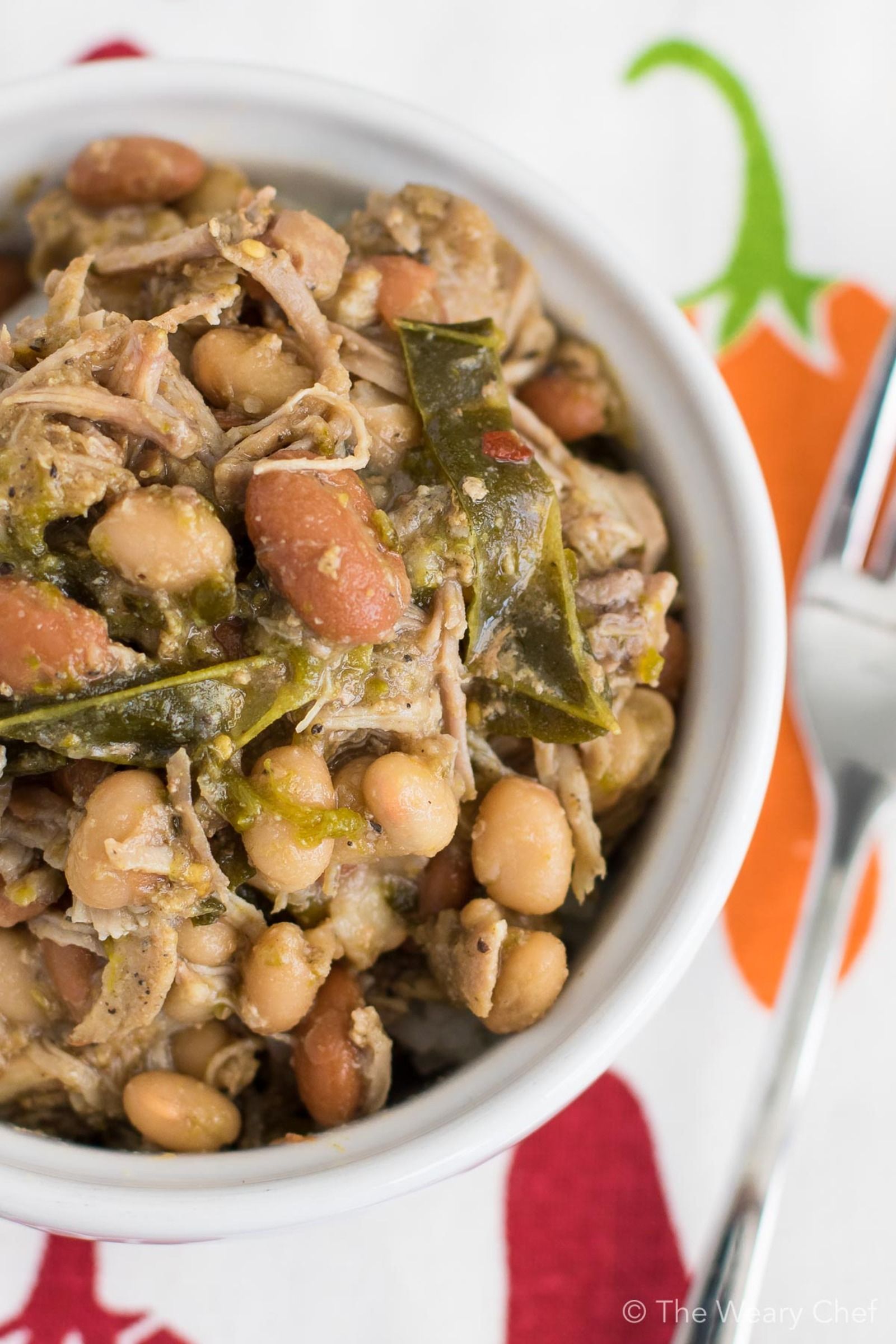 Slow Cooker Pork and Beans with Poblano Peppers