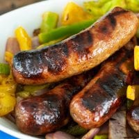 Spicy Sriracha Grilled Sausage and Peppers