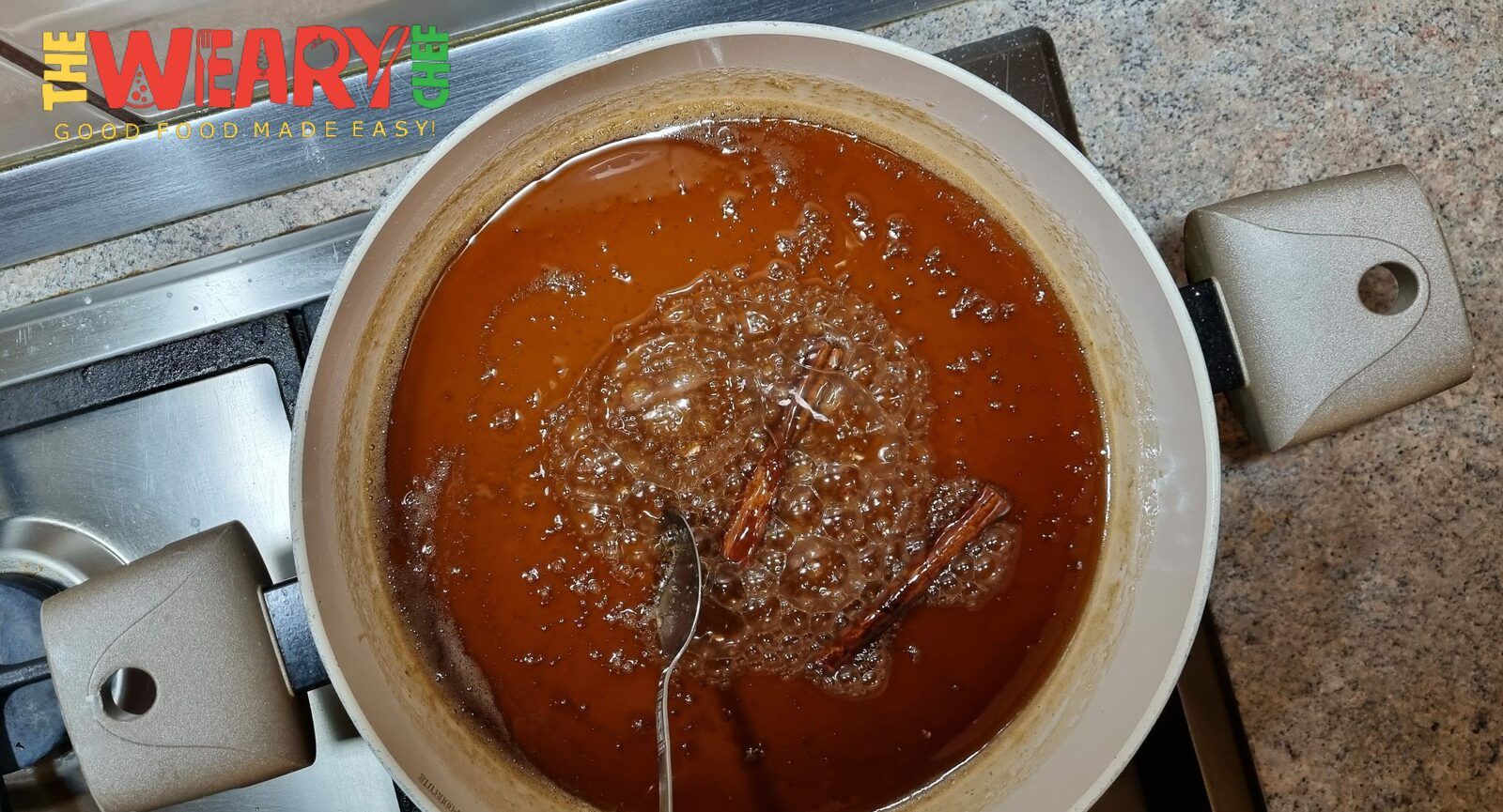 brown sugar syrup on stovetop