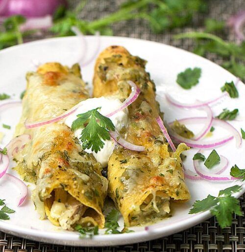 Roasted Verde Chicken Enchiladas