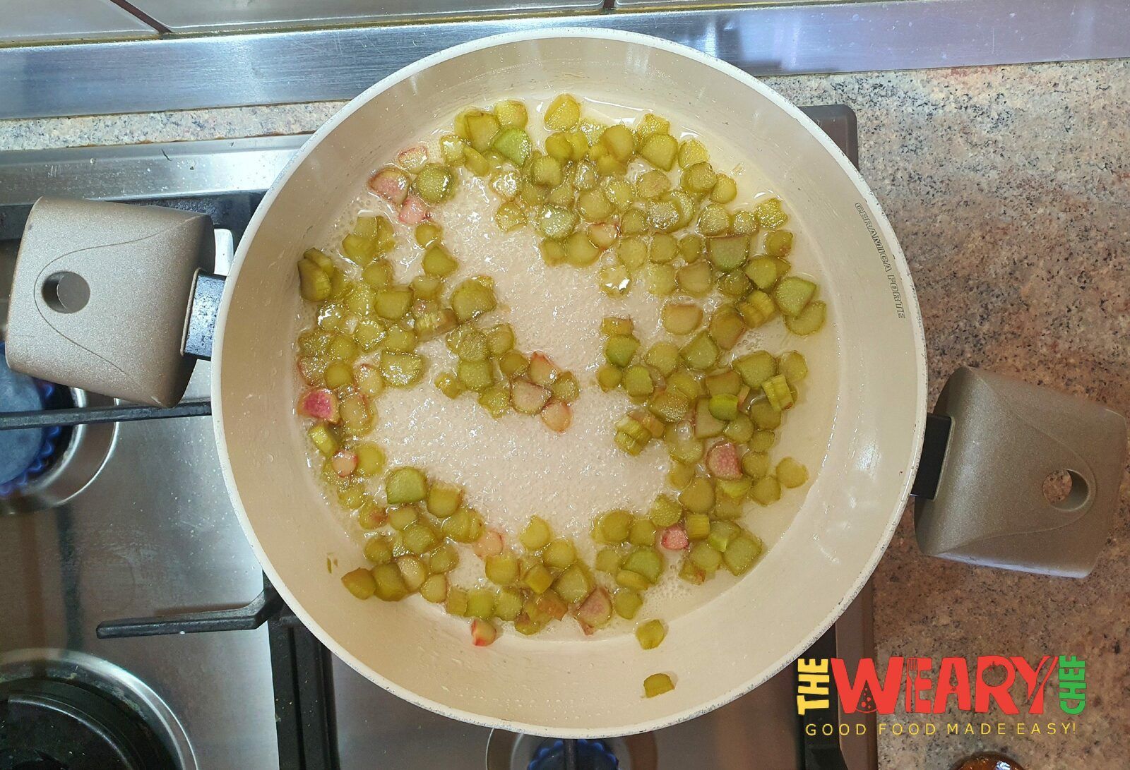 rhubarb in pan