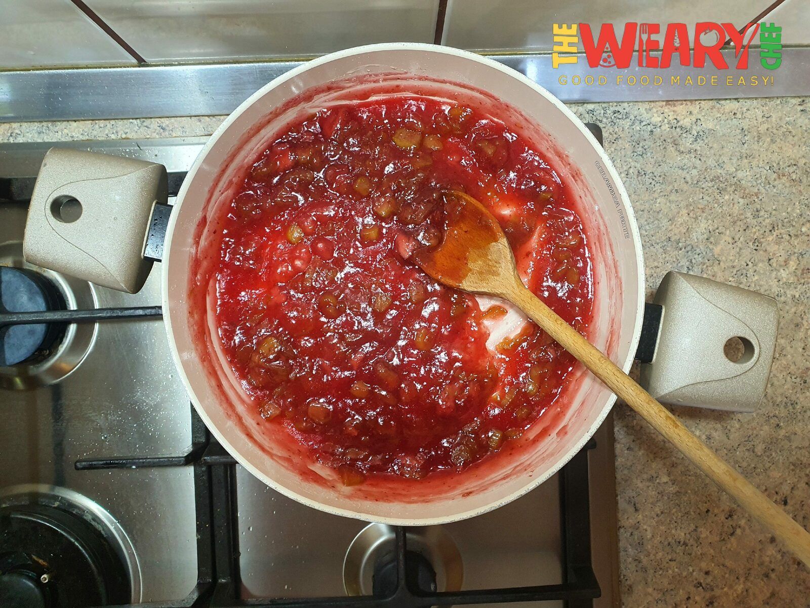 Rhubarb Freezer Jam in pan