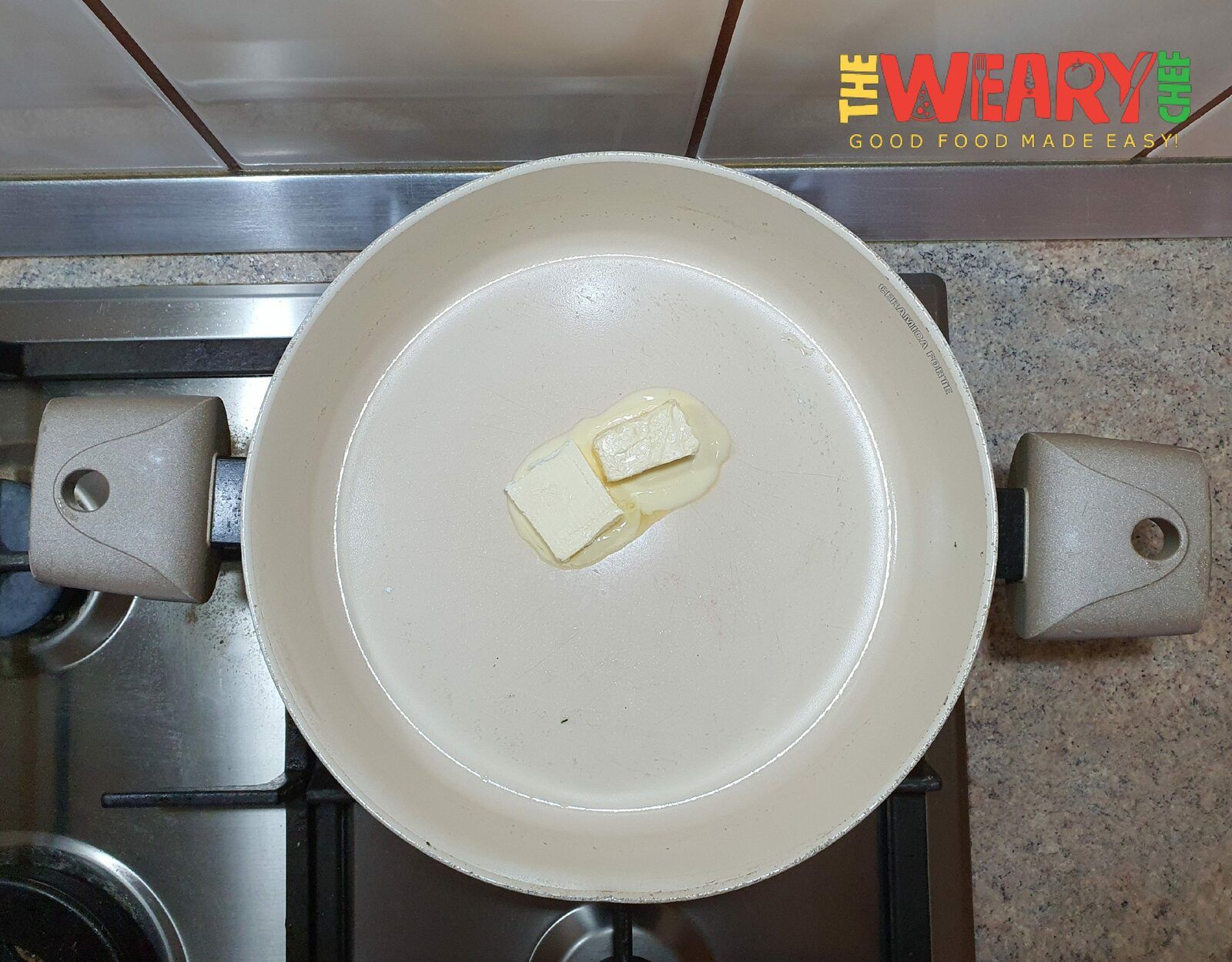 butter in skillet