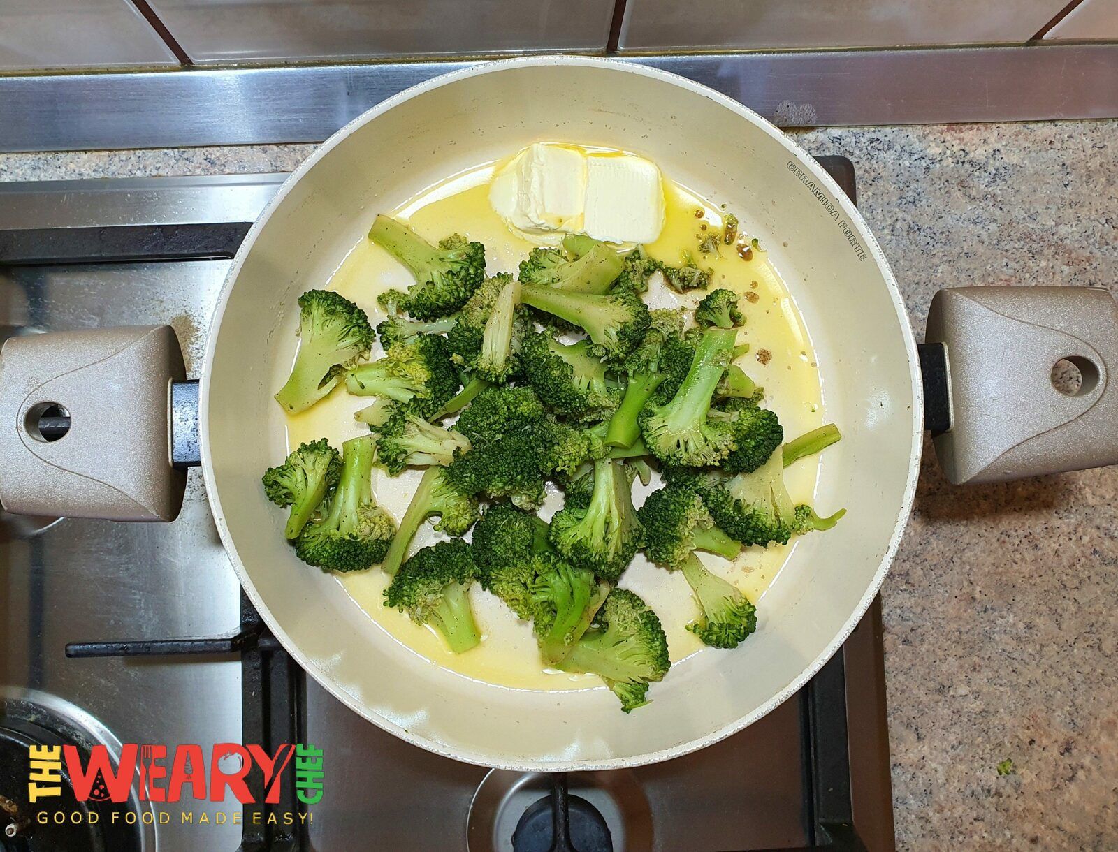 broccoli in melted butter
