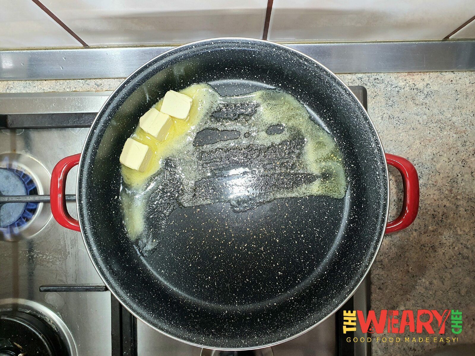 melted butter in a saucepan