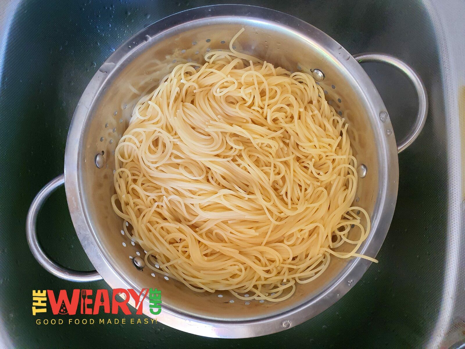 drained pasta