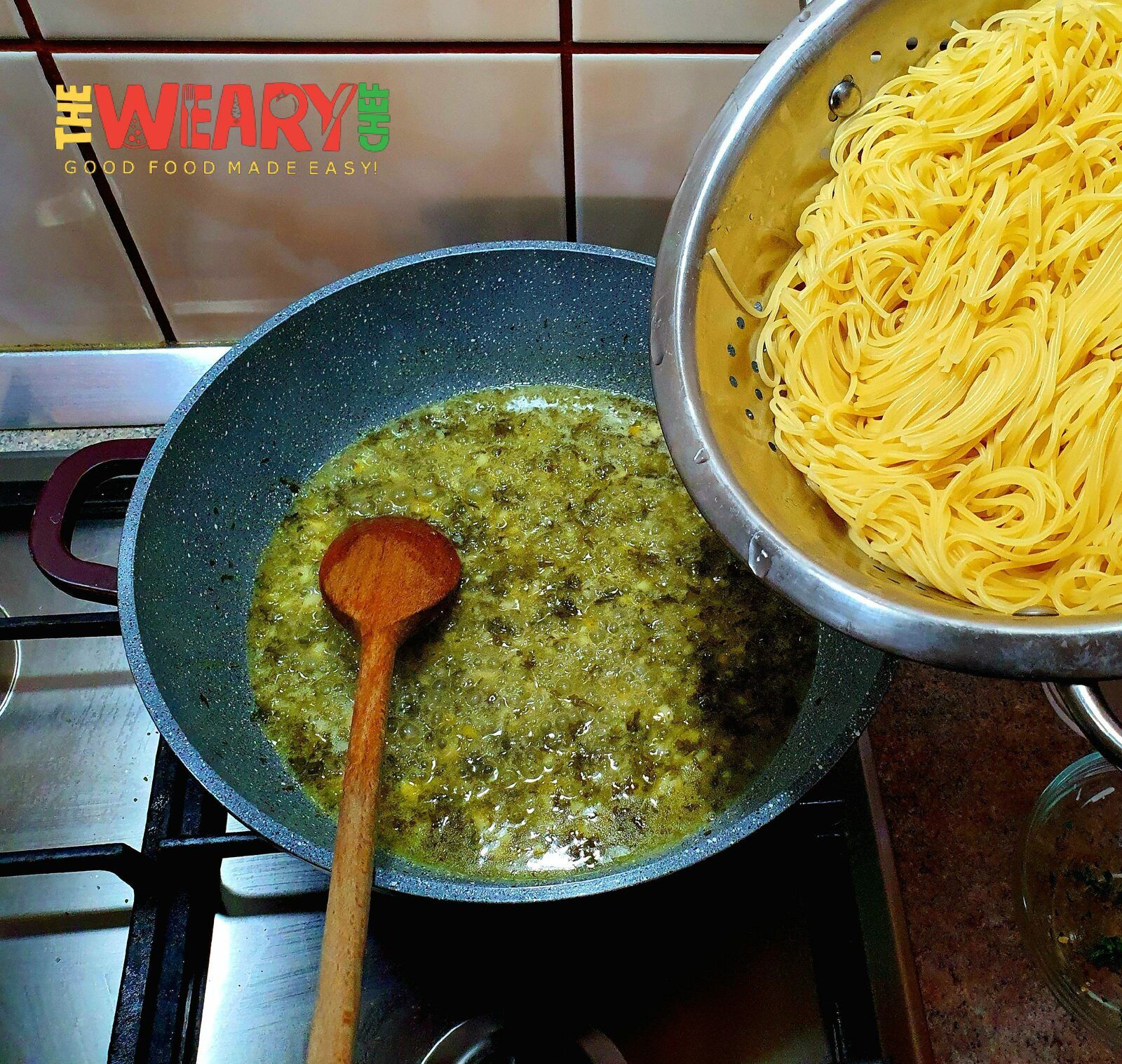 pasta in the lemon sauce