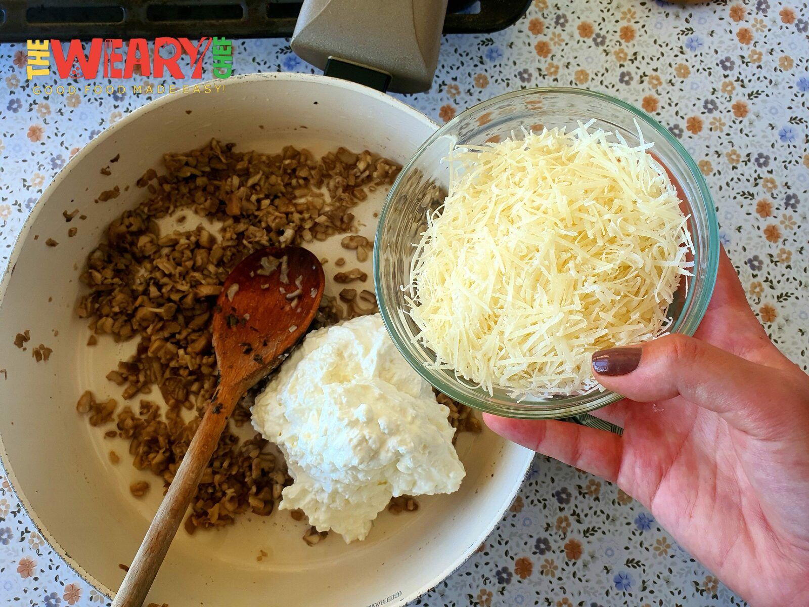 adding parmesan cheese