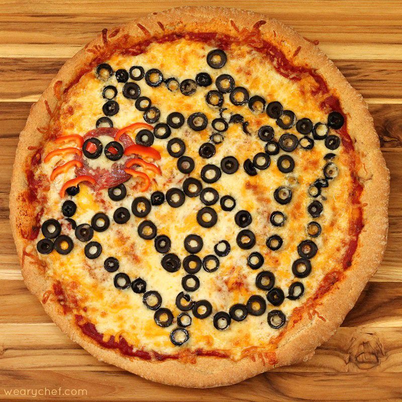 HOMEMADE PIZZA WITH HALLOWEEN SPIDERWEB