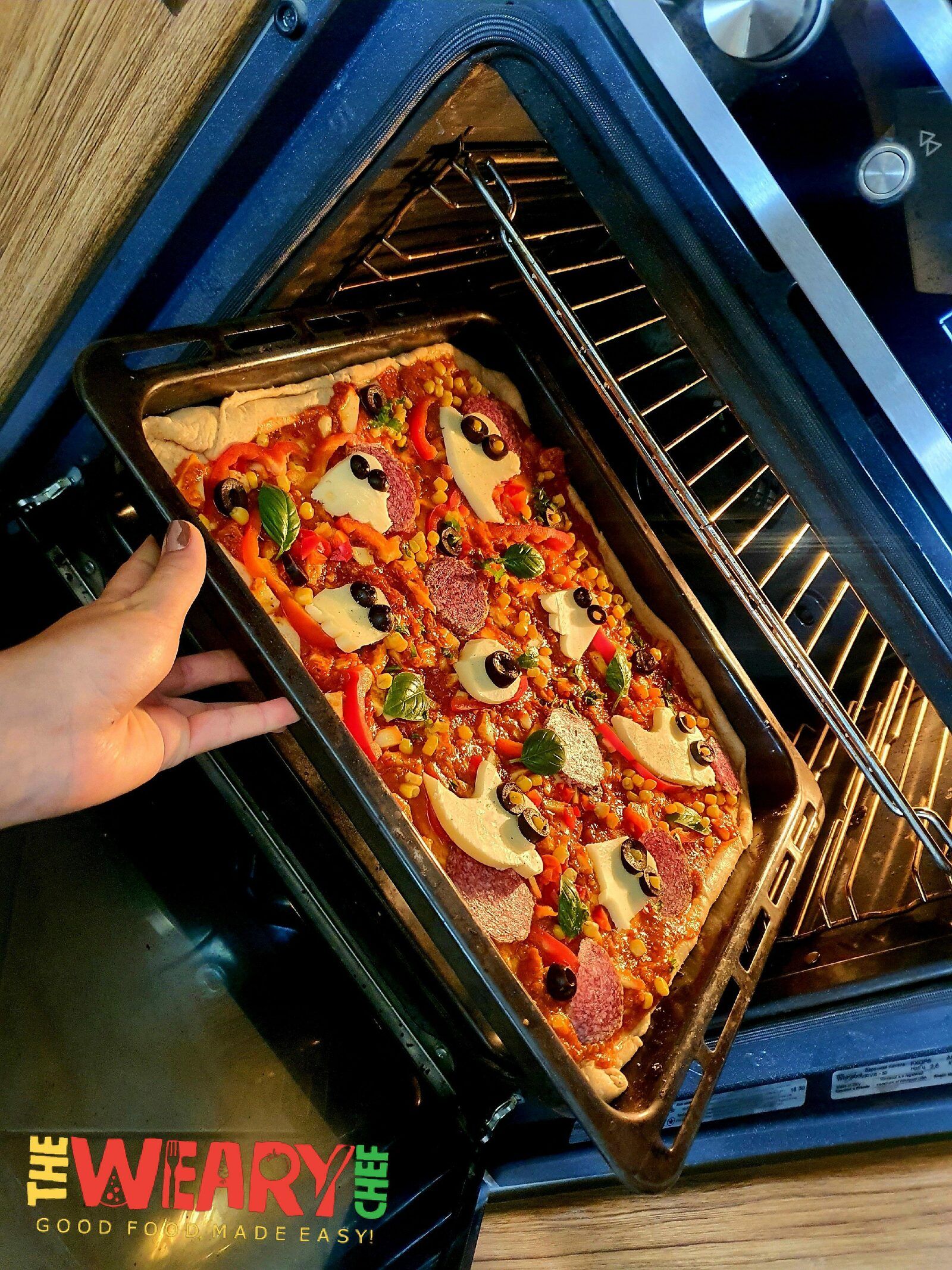 pizza in the oven