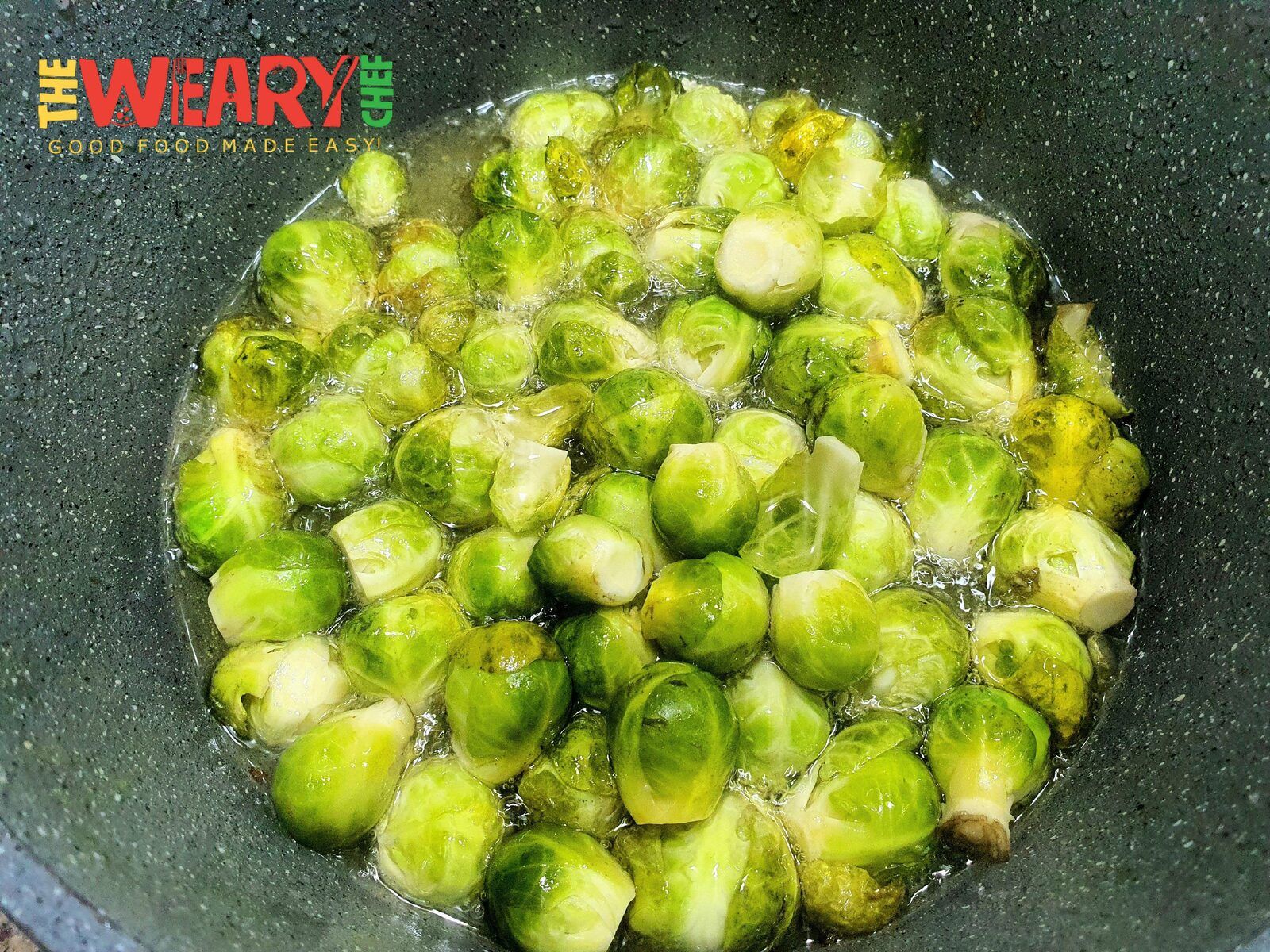 brussel sprouts in frying oil