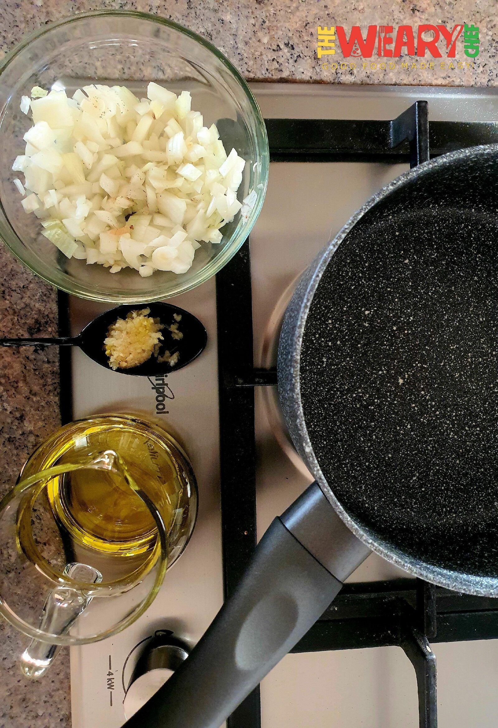 onion, garlic, and oil