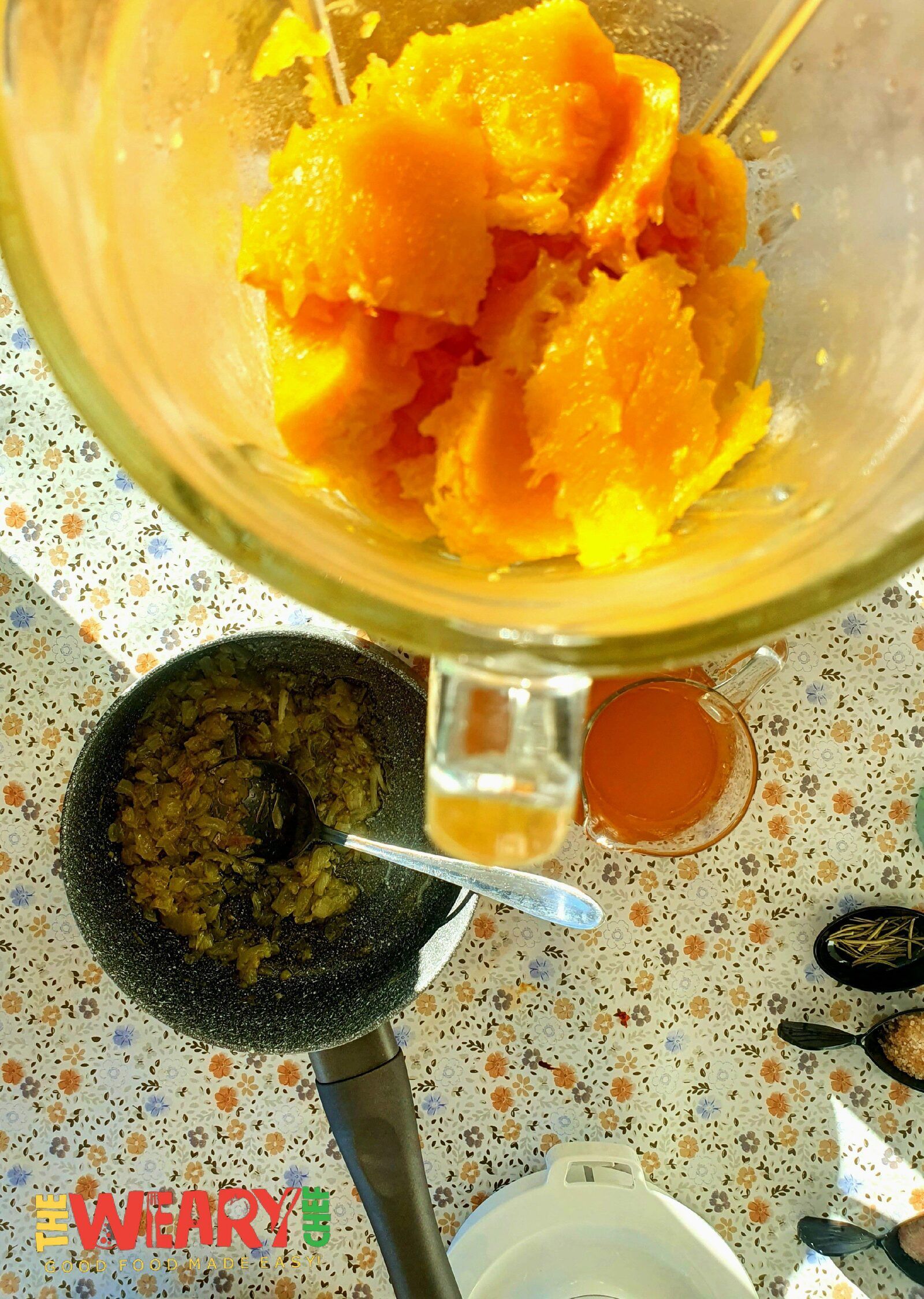 soup ingredients in blender