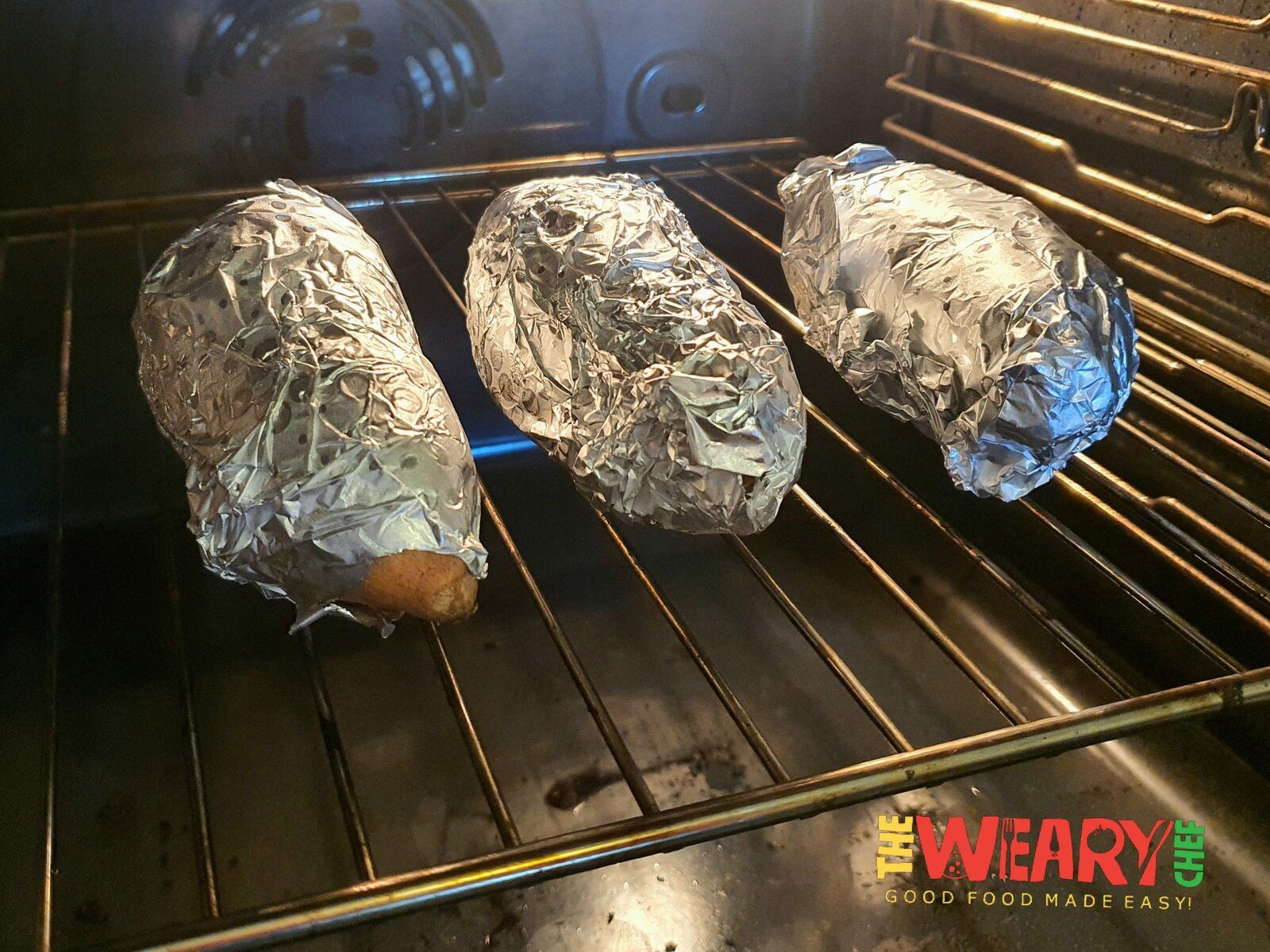 sweet potatoes in aluminium foil