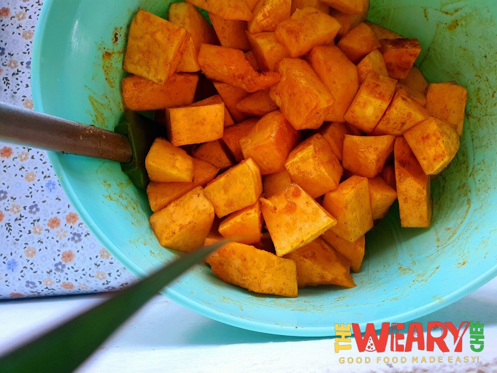 seasoned butternut squash pieces
