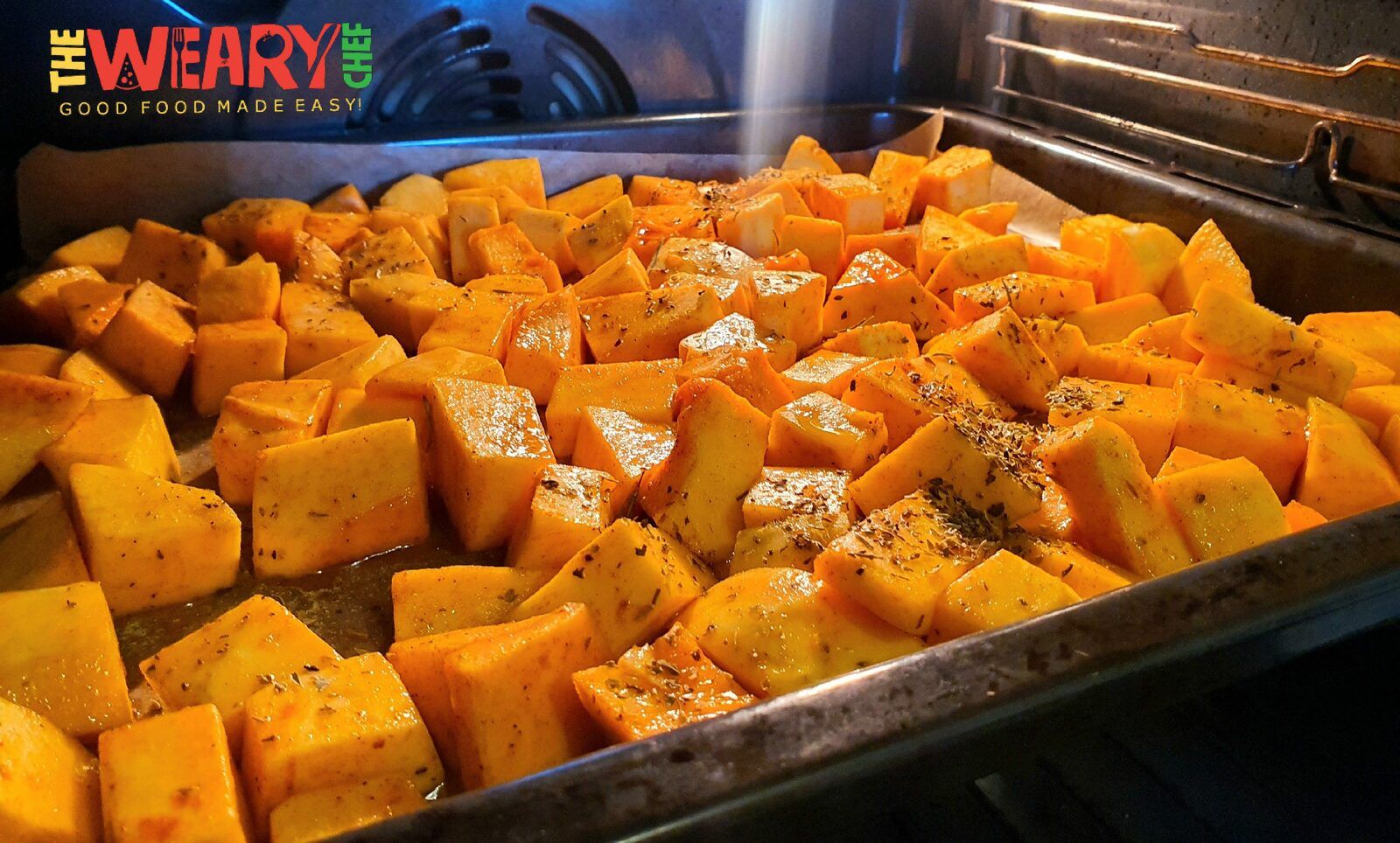 butternut squash in oven