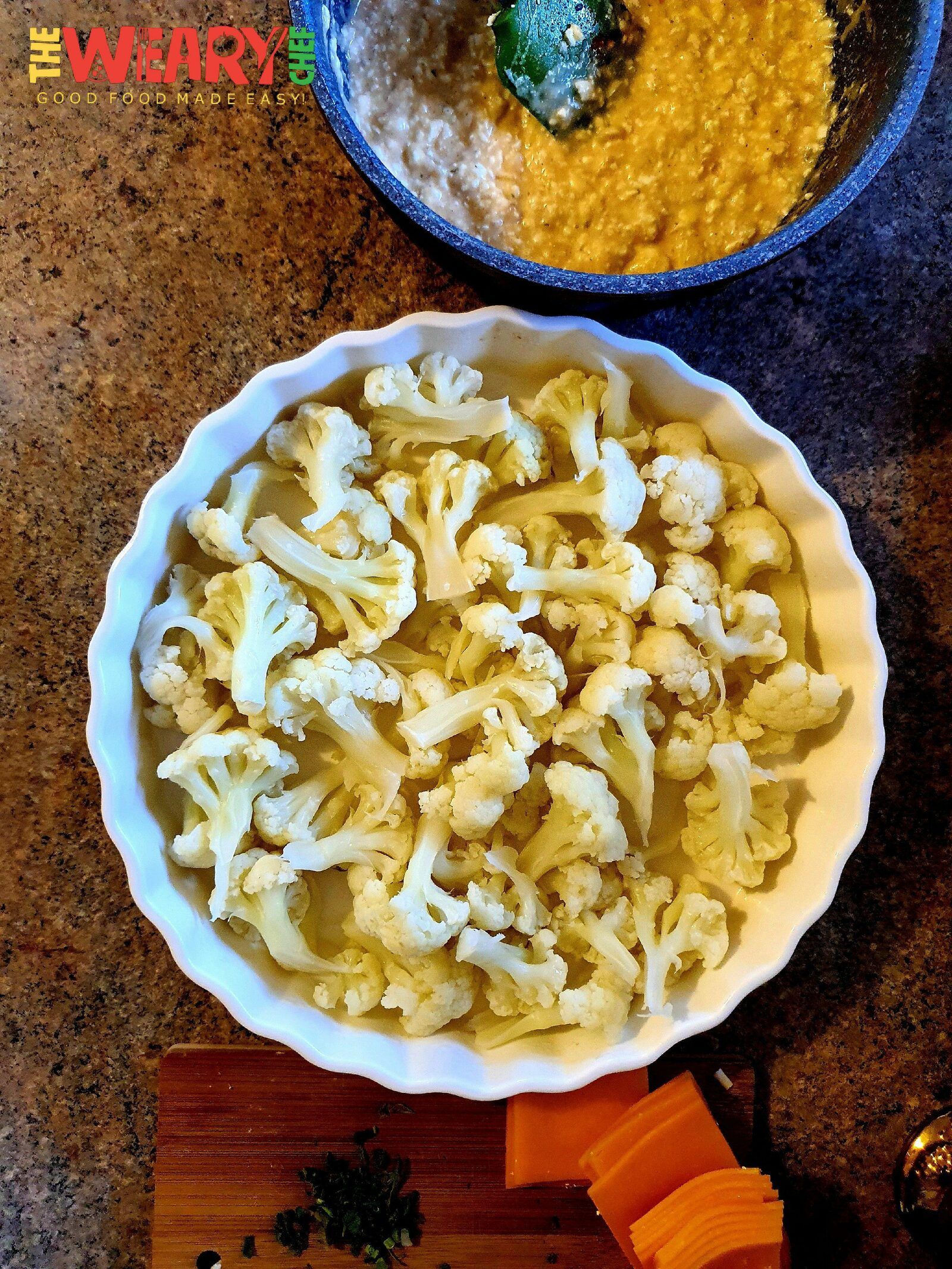 final ingredients for cauliflower au gratin