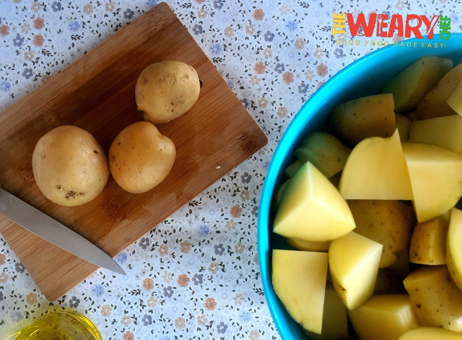 cut potatoes