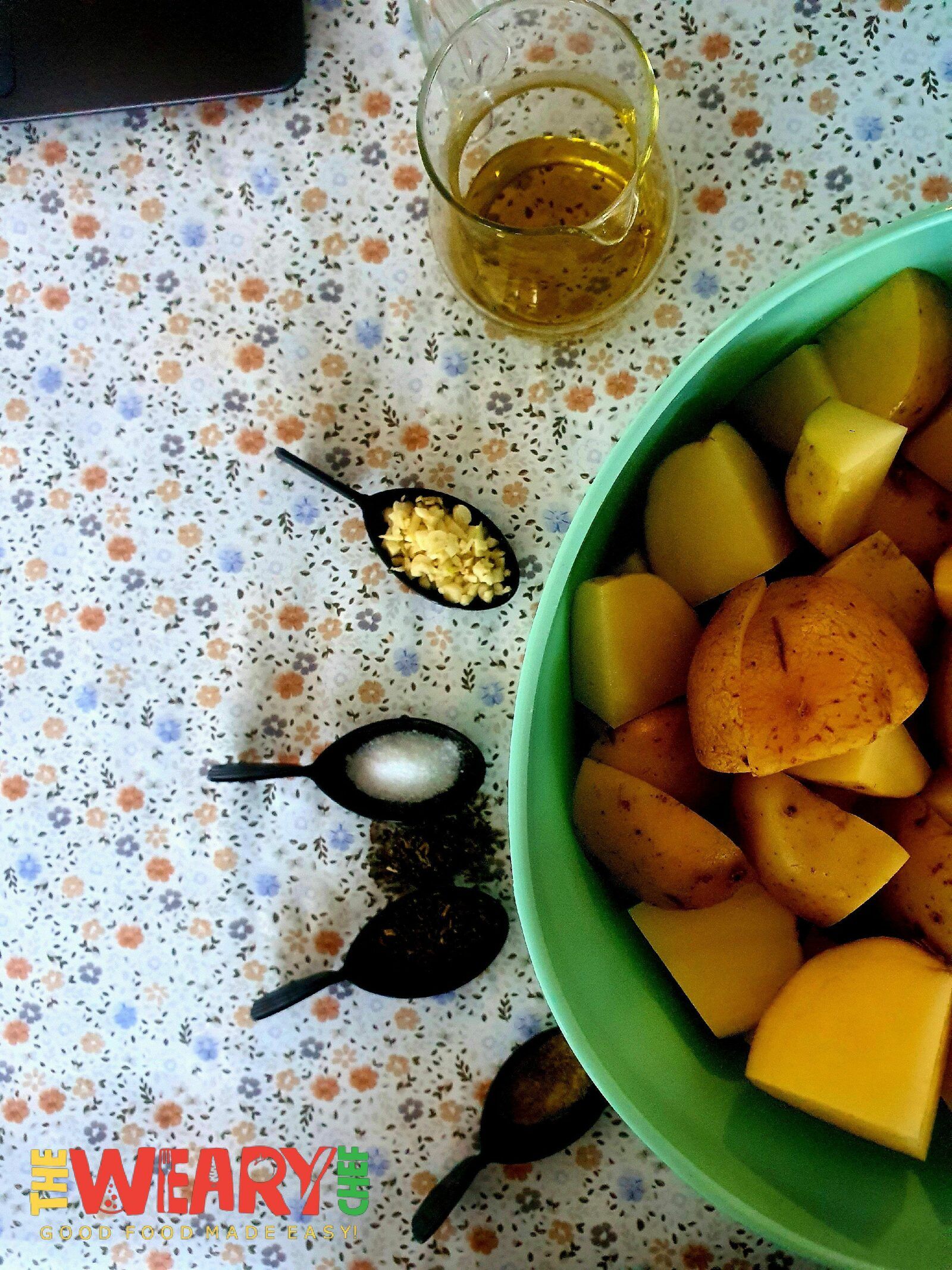 potatoes, oil, and seasonings
