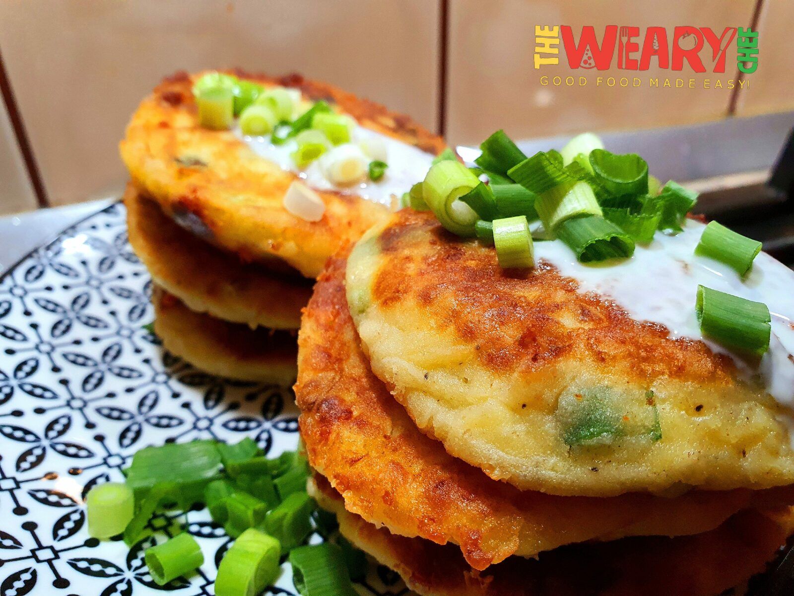 Cheesy Leftover Mashed Potato Pancakes