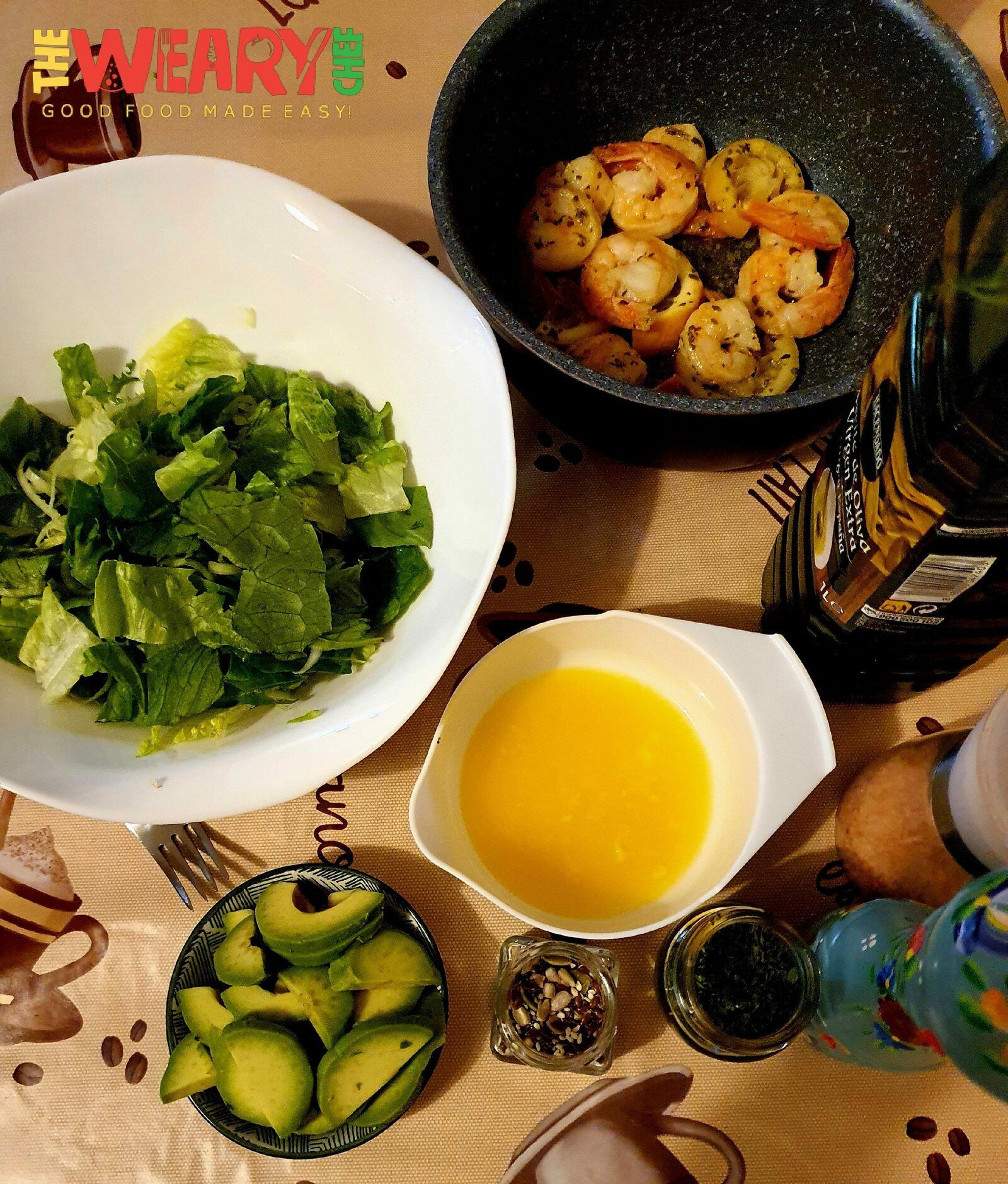 making the shrimp salad