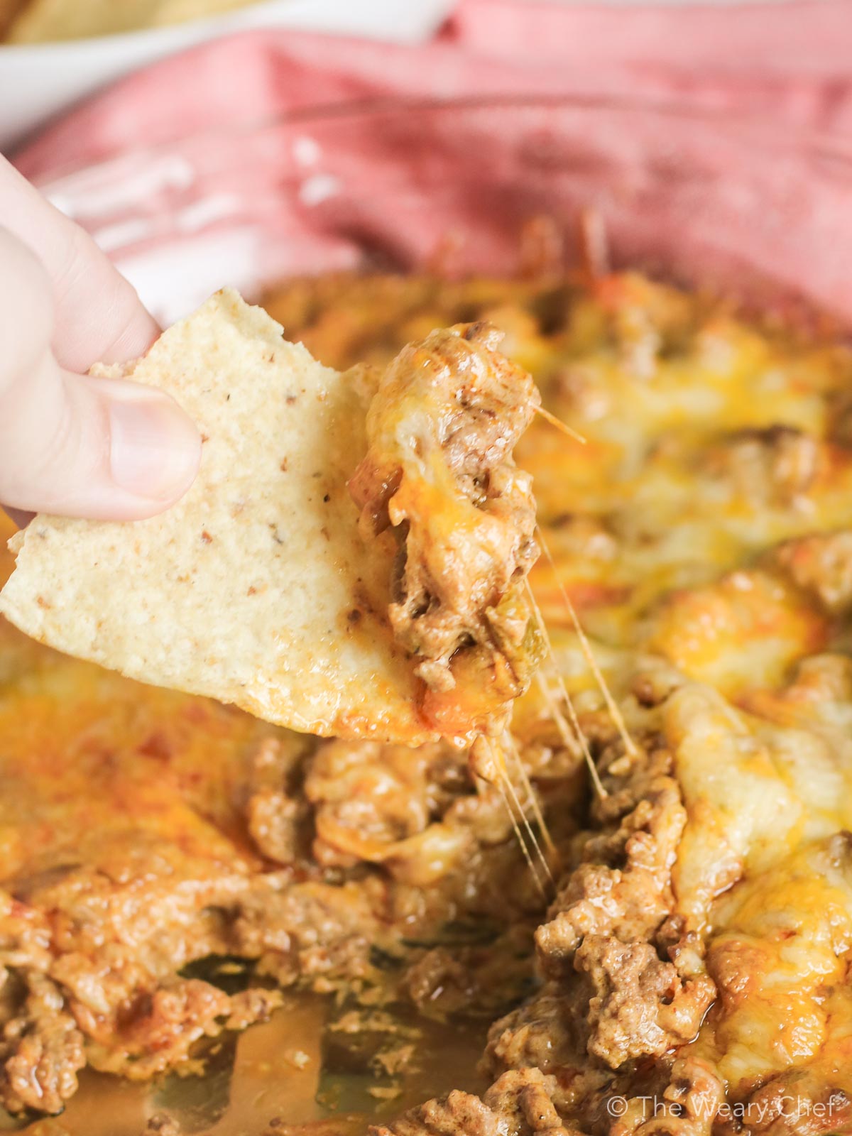 MEXICAN CREAMY TACO DIP USING MEAT AND CHEESE
