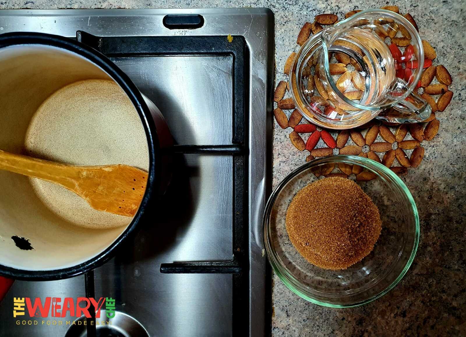 water and demerara sugar