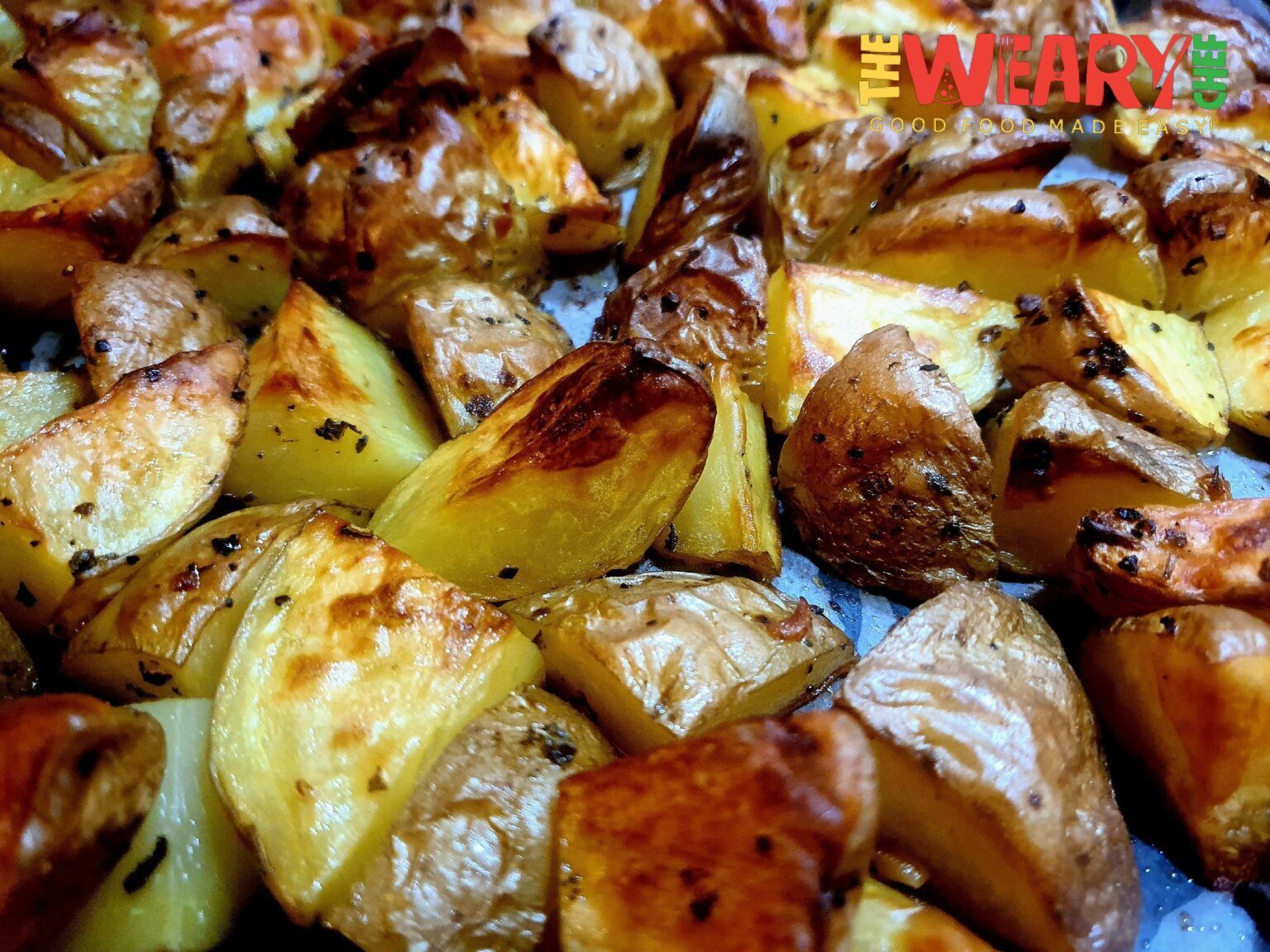 Crispy Garlic Roasted Potatoes (Easy Video Recipe)
