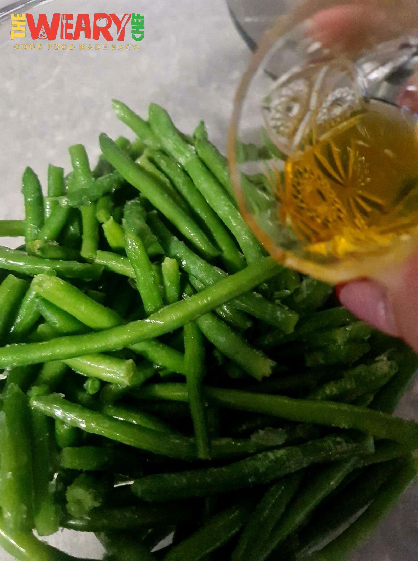 olive oil over green beans