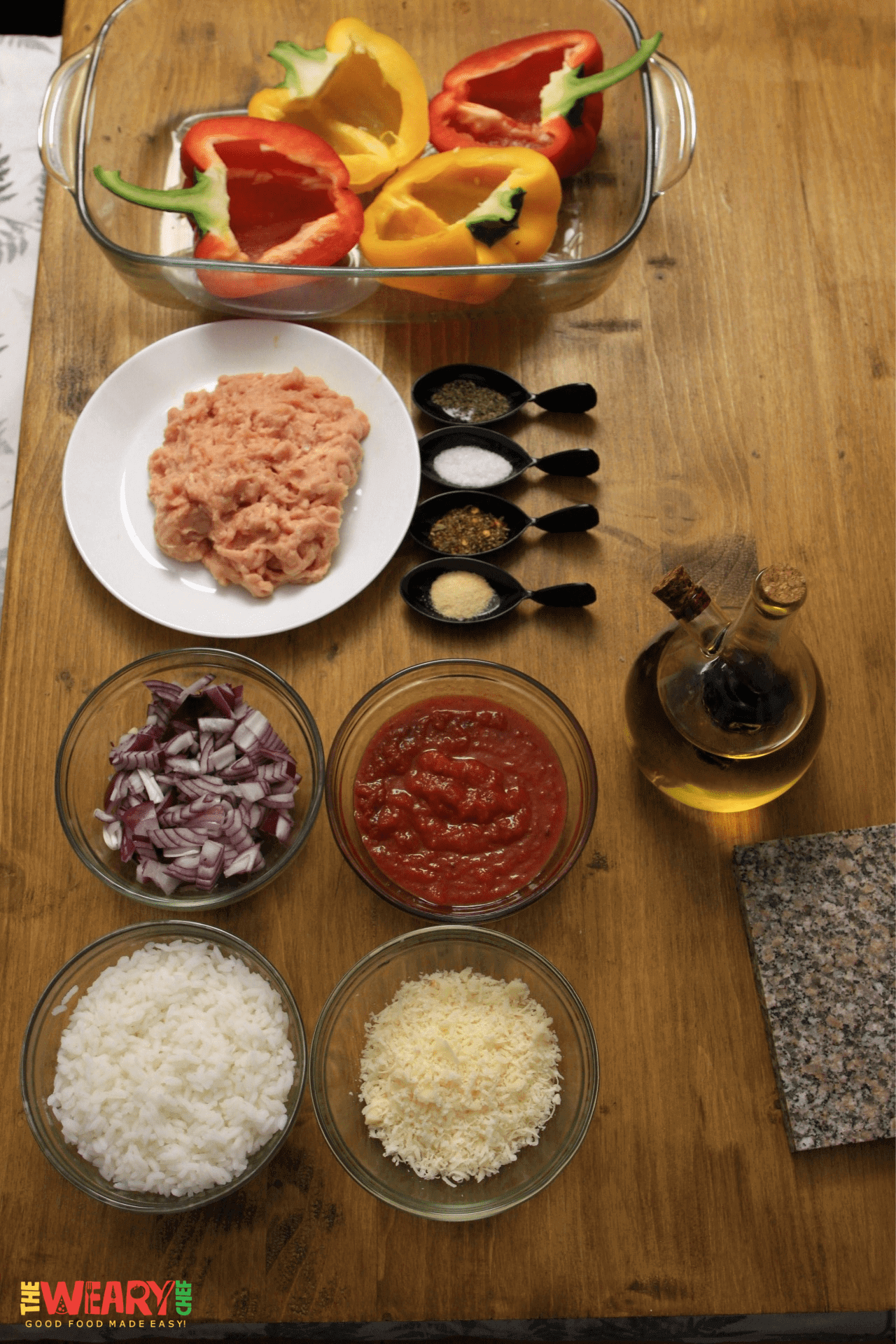 ingredients for ground turkey stuffed peppers