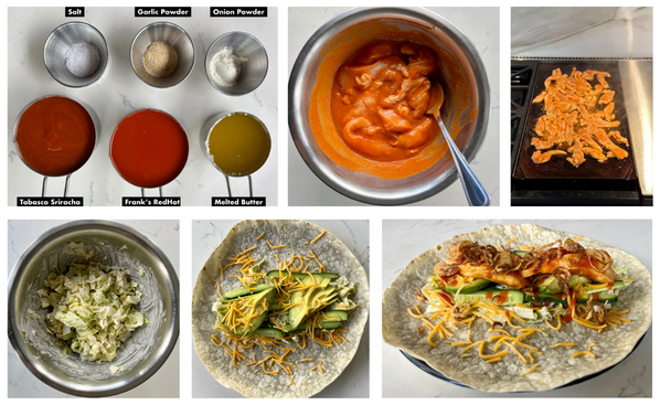 the steps to make nan champion buffalo chickenhearted wrap
