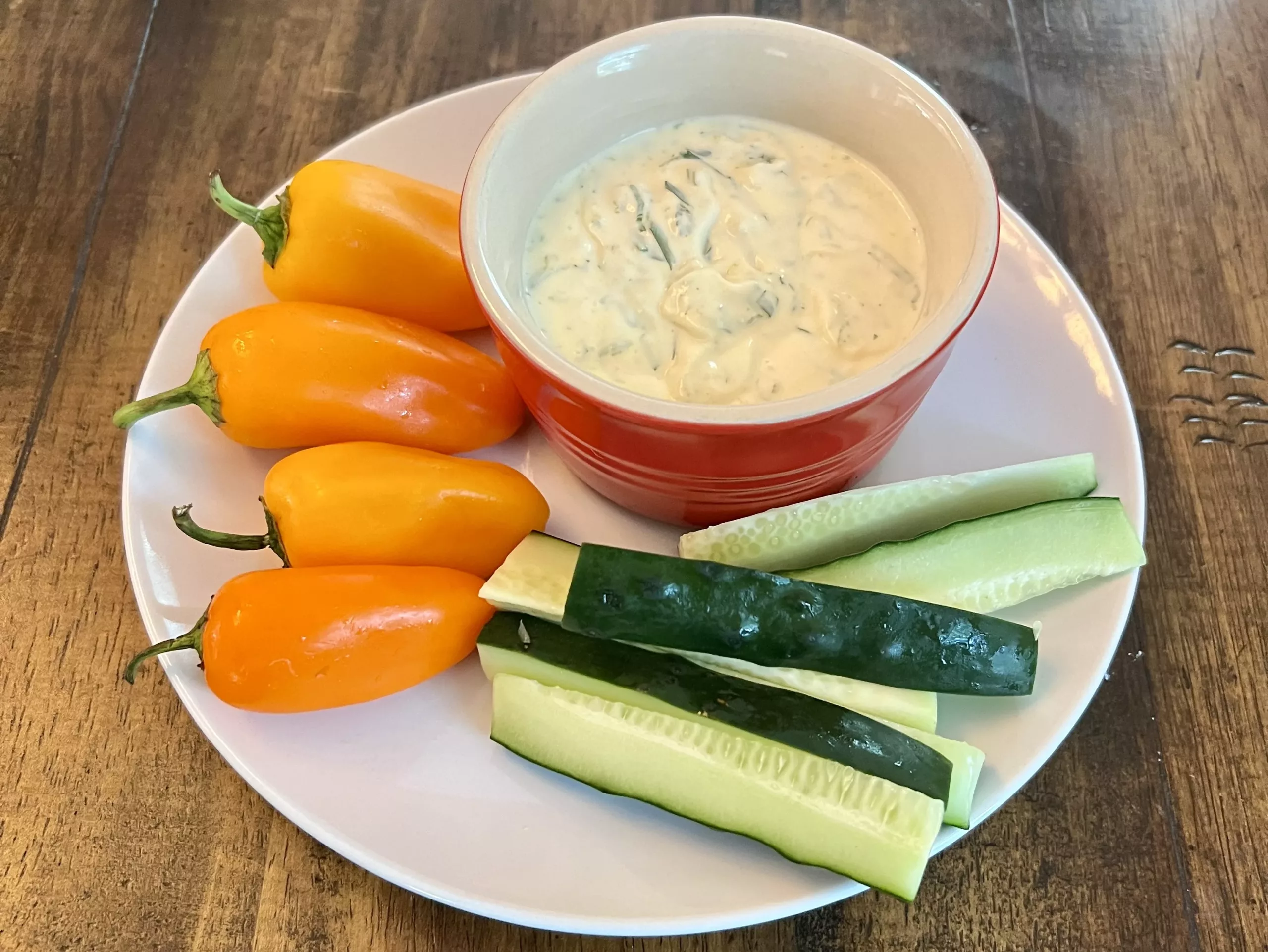 fresh cilantro lime dip ready to enjoy with fresh vegetables